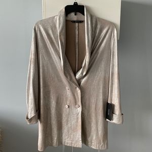 NWT Zara shimmer metallic tuxedo blazer holidays